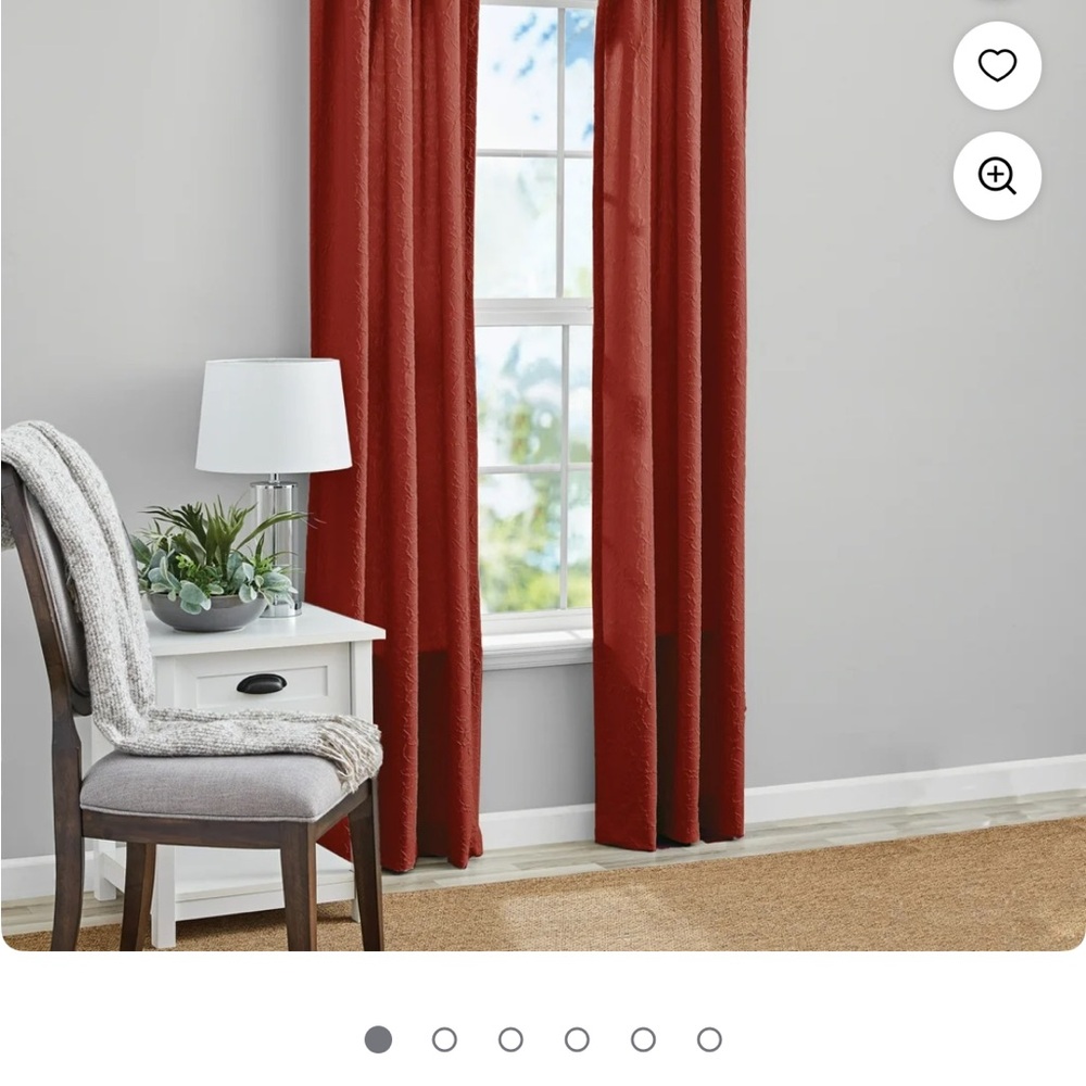 MAINSTAY Microsculpt floral rod pocket Deep Red paprika Curtain Panels